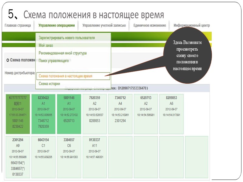 5、Схема положения в настоящее время Здесь Вы можете просмотреть схему своего положения в настоящее